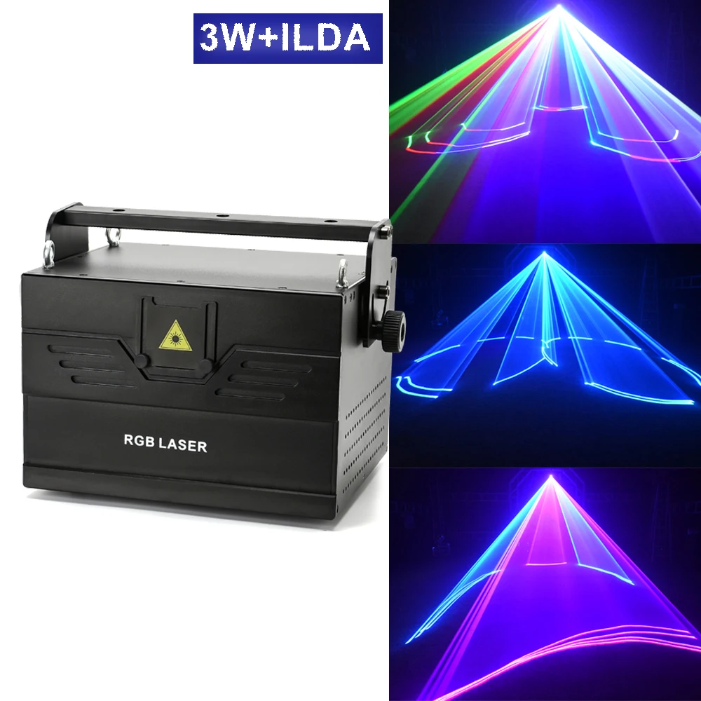 3W ILDA 3D Scan Bühne Laserlicht Hochzeit Party Professionelles Gerät Club DJ Disco Animation Starker Strahlprojektor Image