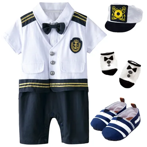 Baby Jungen Kapitän Kostüm Neugeborene Halloween Karneval Stram pler Cosplay Overall Outfit