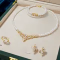 TIRIM Frauen Perle Halskette Sets Zirkonia Schmuck-Set Dubai Abendessen Anzug Party Engagement