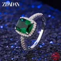 Zdadan Sterling Silber Vintage Smaragd Ringe für Frauen Hochzeit Verlobung Schmuck