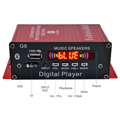 G8 Auto 12V 200W 4 Kanal Digital Power Verstärker Stereo bluetooth AUX FM MP3 Image