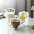 Streifen Doppel Wand Hohe Borosilikatglas Becher Hitze Beständig Tee Milch Saft Kaffee Wasser Tasse
