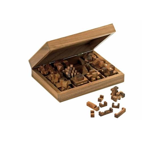 Philos 6149 - Puzzle Edition mit 12 unterschiedlich schwierigen Knobelspielen im Holzkoffer - Philos