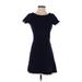 J.Crew Casual Dress - A-Line Crew Neck Short sleeves: Blue Print Dresses - Women's Size 00