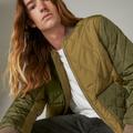 Lucky Brand Patchwork Quilted Bomber Jacket - Men's Clothing Outerwear Jackets Coats in Olive Multi, Size XL