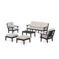 POLYWOOD® Prairie 6 Piece Sofa Seating Group w/ Cushions Plastic in Black | 35.5 H x 76.07 W x 31.68 D in | Outdoor Furniture | Wayfair