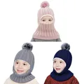 Bonnet d'hiver tricoté pour enfants bonnet épais en flanelle avec rabat pour garçons et filles