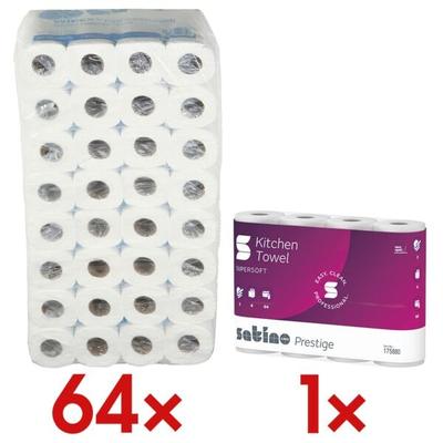 WIPEX Toilettenpapier »PoFessionell« 2-lagig - 64 Rollen inkl. Küchenrollen 3-lagig, 4 weiß