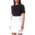 Love Moschino Women's with Hearts Brand Print Short Straight Skirt, Optical White, 46