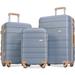 3 Pcs Luggage Sets Expandable Luggage ABS Hardshell Suitcase 20"24"28", Light Blue