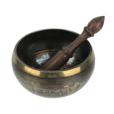 Antiqued Brass Tibetan Meditation Singing Bowl With Mallet 6.25 Inch - 3.5 X 6.25 X 6.25 inches