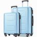 2 Piece Spinner Luggage Sets Expandable ABS Hard Case Suitcase Lightweight Luggage Travel Sets with TSA Lock 20"+28", Light Blue