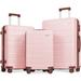 Luggage Sets of 3 Piece Carry on Luggage, Hard Case Luggage Expandable Checked Luggage Suitcase Set with Spinner Wheels, Pink