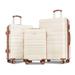 Luggage Sets Expandable ABS 3pcs Luggage Sets Hardside Suitcase Sets Spinner Suitcase with TSA Lock (20''24''28''), Beige