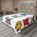 Ambesonne Superhero Flat Sheet Cartoon Bulldog Art Queen Size Multicolor