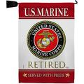 Marine Corps Retired Garden Flag Set Mailbox Hanger Armed Forces MC Semper United State American Military Veteran Retire Ofcial Small Gift Yard Hoe Banner Double-Sided X 18.5