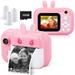 Instant Camera for Kids Digital Camera for Girls Toddler Camera with Print Paper 40MP Kids Video Camera Child Selfie Camera Toy Camera Kids Camcorder 2.4 Inch Screen and 32GB TF Card (Pink)