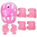 Skateboard Bike Helmet for Kid Adjustable Knee Elbow Pads Wrist Guards Protective Gear Helmets Set-Pink