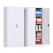 JAORD White Garage Storage Cabinet Metal Storage Cabinet 71 H x 31.5 W x 15.7 D Locking Steel Storage Cabinet with 2 Doors&4 Adjustable Shelves Suitable for Garage Home Office Assembly Required