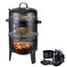 3-in-1 Outdoor BBQ Grill Smoker Portable Charcoal Smoker Grills Fire Pit Two-Layer Barbecue Grill Smoker for Outdoor Camping Cooking