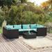 Aibecy 7 Piece Patio Set with Cushions Poly Rattan Black