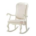 Wooden Rocking Chair with Cushion Fabric High Back Chair Rocker Single Leisure Chair with Arm Indoor Outdoor Patio Backyard Porch Antique White