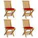 Aibecy Patio Chairs with Red Cushions 4 pcs Solid Teak Wood