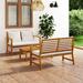 3 Piece Garden Set with Cushion Solid Acacia Wood