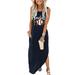 Summer Dress For Women Baseball Mom Gift Tshirt Dresses Graphic Printed Casual Maxi Dress Long Sundress Women s Casual Dress Blue S