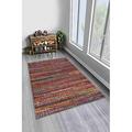 LaModaHome Area Rug Non-Slip - Colourful Colored striped knitting Soft Machine Washable Bedroom Rugs Indoor Outdoor Bathroom Mat Kids Child Stain Resistant Living Room Kitchen Carpet 2.7 x 5 ft