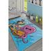 LaModaHome Area Rug Non-Slip - Blue Pirate and octopus Soft Machine Washable Bedroom Rugs Indoor Outdoor Bathroom Mat Kids Child Stain Resistant Living Room Kitchen Carpet 5.3 x 7.6 ft