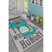 LaModaHome Area Rug Non-Slip - Grey Dinosaur Soft Machine Washable Bedroom Rugs Indoor Outdoor Bathroom Mat Kids Child Stain Resistant Living Room Kitchen Carpet 2 x 3.3 ft