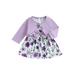 HOANSELAY Baby Girl 2Pcs Outfit Sleeveless Crew Neck Bow Flower Tank Dress with Jacket Fall Outfit