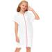 Bjutir Summer Casual Dress For Girls Zip Up Terrys Hooded Coverups Swim Beach Cover Up Cotton Short Sleeve Bathing Suit Bathrobe With Pockets Beach Dress