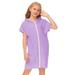 Bjutir Summer Casual Dress For Girls Zip Up Terrys Hooded Coverups Swim Beach Cover Up Cotton Short Sleeve Bathing Suit Bathrobe With Pockets Beach Dress