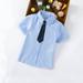 Shldybc Baby Boys Gentleman Outfit Little Boys Formal Short Set Toddler Short Sleeve Shirt with Tie for Kids Baby Boy Clothes on Clearance( 4-5 Years Blue )