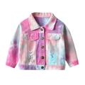 Godderr Girls Boys Outerwear Jackets for Toddler Kids 3M-6Y Baby Buttons Pockets Lapel Long Multi-color Sleeve Denim Jacket Casual Coat