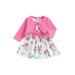 HOANSELAY Baby Girl 2Pcs Outfit Sleeveless Crew Neck Bow Flower Tank Dress with Jacket Fall Outfit