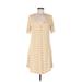 Pure & Good Casual Dress - A-Line Plunge Short sleeves: Yellow Print Dresses - Women's Size Medium
