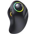 ProtoArc EM03 Wireless Trackball Mouse Bluetooth, Ergonomic RGB Finger-operated Trackball Mouse Rechargeable Computer Laptop Mouse, 3 Device Connection, Compatible with iPad, Mac, Windows