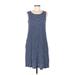 Apt. 9 Casual Dress - A-Line Scoop Neck Sleeveless: Blue Color Block Dresses - Women's Size Medium