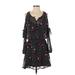 Express Casual Dress - Mini Cold Shoulder 3/4 sleeves: Black Polka Dots Dresses - Women's Size Small