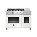 Bertazzoni Master 48" 7.1 Cubic Feet Liquid Propane Freestanding Convection Range w/ 6 Aluminium Burner & Griddle in White | Wayfair MAST486GGASBIE