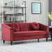 House of Hampton® Friesland 75" Velvet Rolled Arm Chesterfield Sofa Velvet in Red | 31 H x 75 W x 31 D in | Wayfair