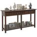 Longshore Tides Batotana 59" Rustic Distressed Console Table w/ 4 Drawers & Shelf, Entryway & Sofa Table in Brown | 33 H x 59 W x 15.2 D in | Wayfair