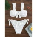 Schiffy-Maillot de bain blanc avec nœud sur le devant bikini sexy pour femmes vêtements de plage