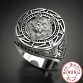 925 Sterling Silber Ring Retro Wolf Totem Thai Silber Ring Krieger Wolf Kopf Männer Ring