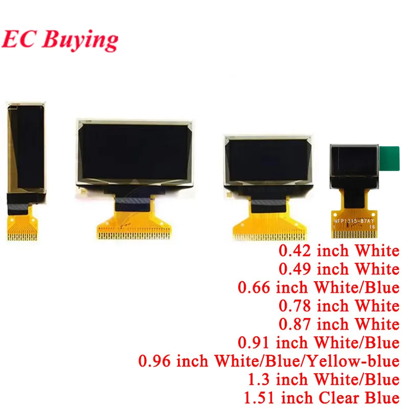 OLED-Display LCD 0,42 0,49 0,66 0,78 0,87 0,91 0,96 1,3 1,51 Zoll Blau Weiß Bildschirmmodul 0,42'' 0,91'' 0,96'' 1,3'' 128x32/64 Image