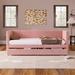 Twin Size Daybed with Storage, Velvet Upholstered Corduroy Daybed Sofa Bed with 2 Drawers and Wood Slat Support