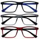 Opulize Ink Lessebrille 3er Pack Groß Rechteckig Rahmen Federscharniere Kratzfest RRR4-17Z +3.00 & The Reading Glasses CompanyDie Lesebrille Unternehmen Marineblau Leser Wert 4er-Pack RRRR17-1173 +2